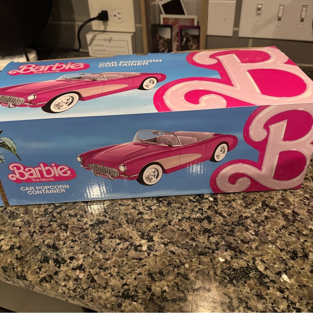 Barbie Pink and Blue Convertible Toy Car popcorn container amc collectors